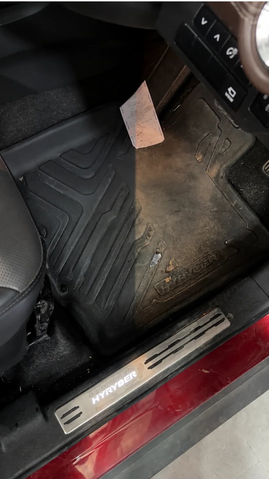 Interior detailing work on door sill and cabin trim at THE CAR O CARE